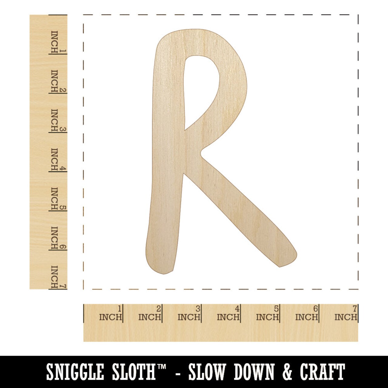 Letter R Uppercase Felt Marker Font Unfinished Wood Shape Piece Cutout for DIY Craft Projects